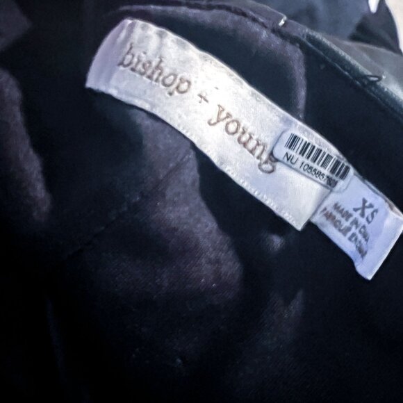 Anthropologie Bishop + Young Simone Vegan Faux-Leather Banded V-Neck Top - Picture 13 of 15